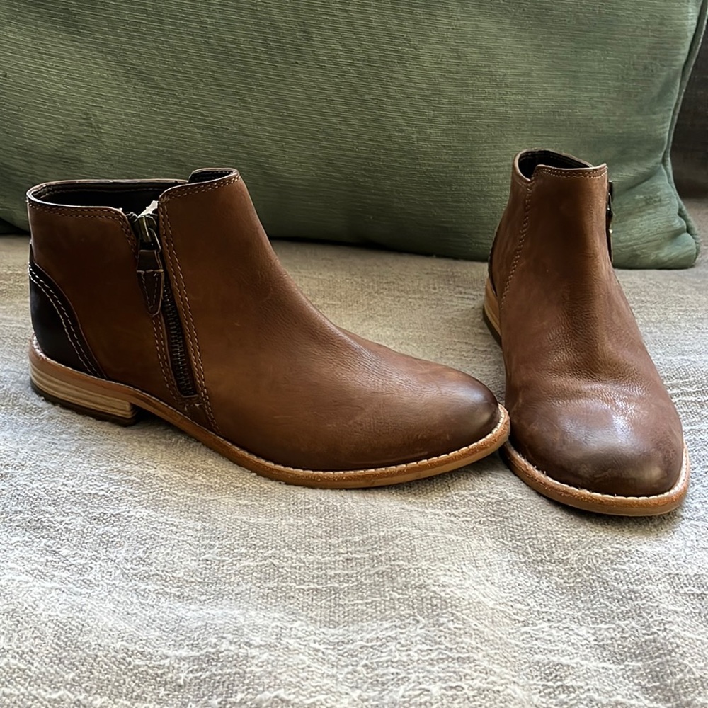 Clarks brown leather booties